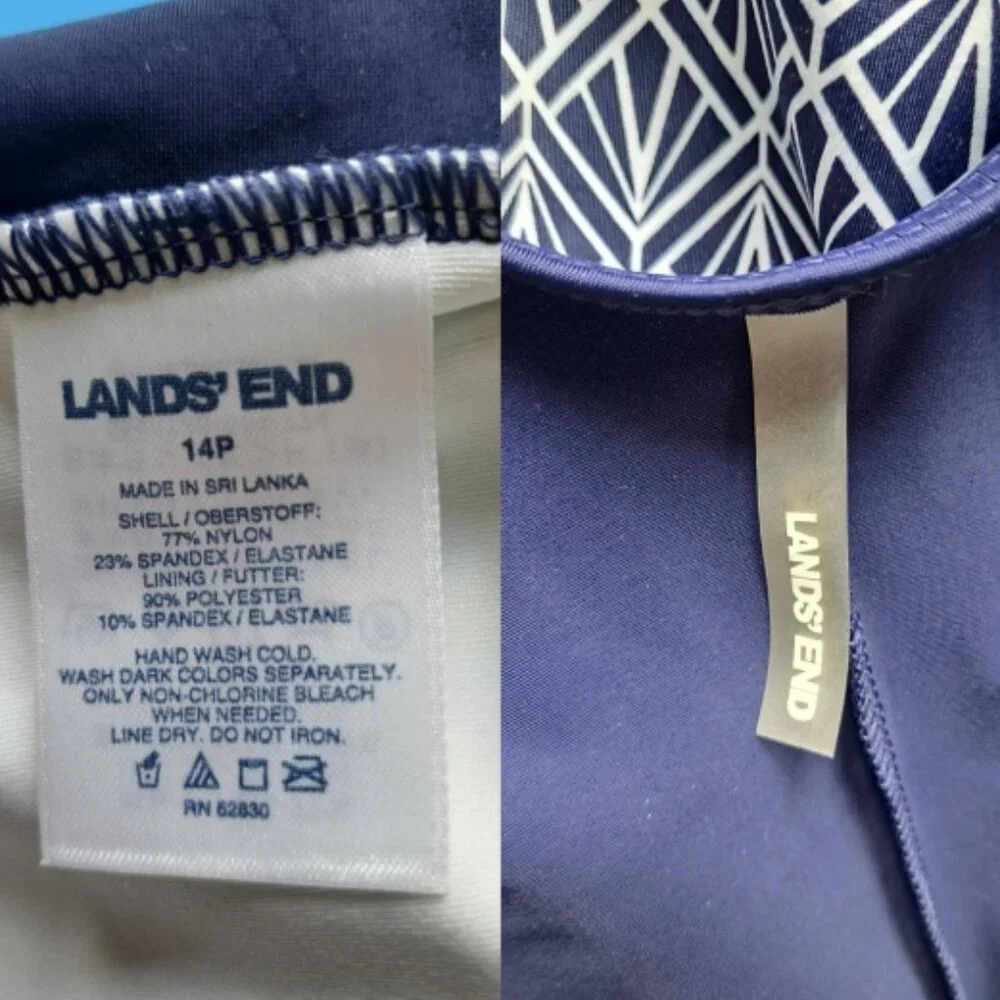 Lands End Geometic One Piece Swimsuit 14P - Picture 4 of 4